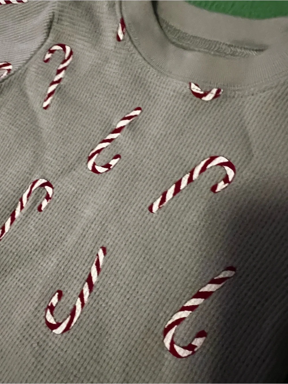 Carter's Light Gray Waffle Knit Candy Cane Pajama Set